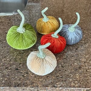 Velvet Decorative Pumpkins - Assorted Colors